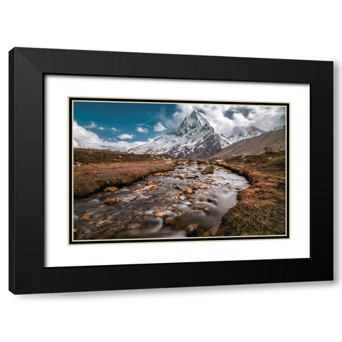Mt. Shibling Black Modern Wood Framed Art Print with Double Matting by Patra, Suvankar