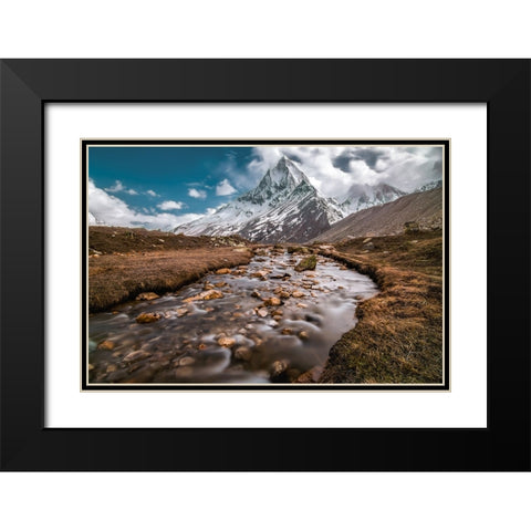 Mt. Shibling Black Modern Wood Framed Art Print with Double Matting by Patra, Suvankar