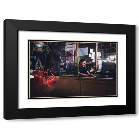 Night Parking Black Modern Wood Framed Art Print with Double Matting by Tagliarino, Marco