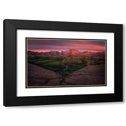Charming Badlands Black Modern Wood Framed Art Print with Double Matting by P., Ruiqing