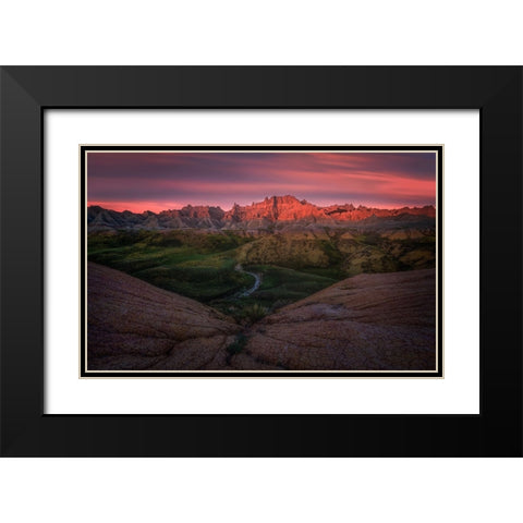 Charming Badlands Black Modern Wood Framed Art Print with Double Matting by P., Ruiqing