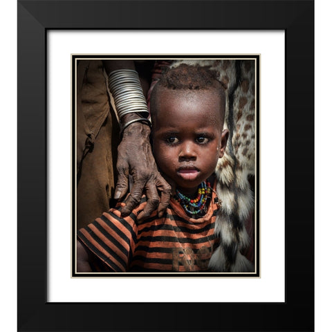 Child Of Dassenech Tribe Black Modern Wood Framed Art Print with Double Matting by Perovich, Irene