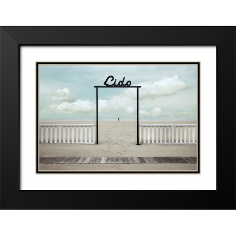 Lido Black Modern Wood Framed Art Print with Double Matting by Claes, Gilbert