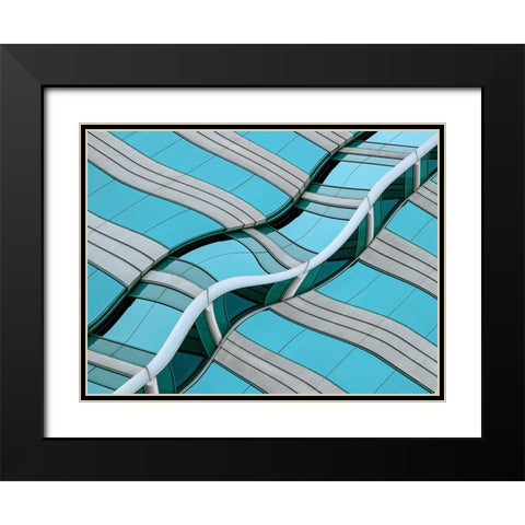 Urban Reflections Abstract Black Modern Wood Framed Art Print with Double Matting by Wechsler, Robin