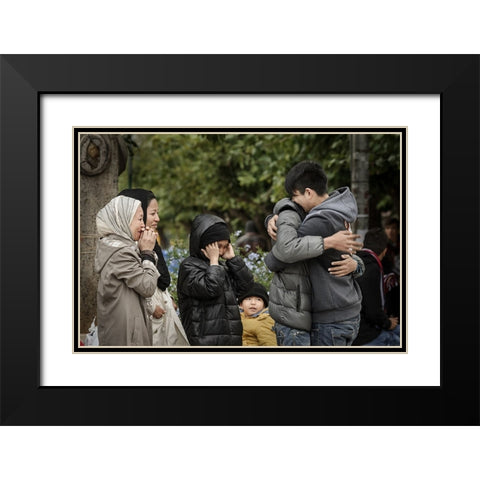 Tears Of Reunion Black Modern Wood Framed Art Print with Double Matting by Thanasaki