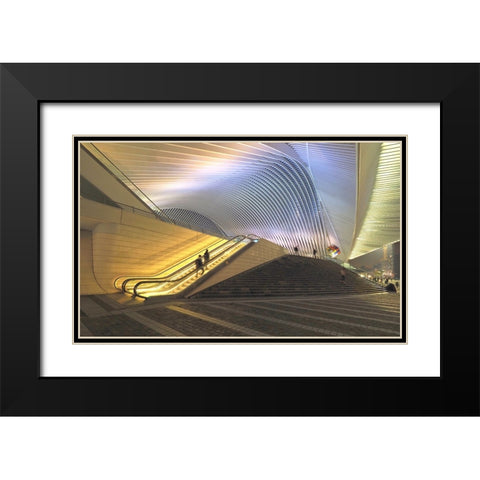 Station Luik ,Werk Van Calatrava Black Modern Wood Framed Art Print with Double Matting by Agterhof, Piet