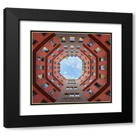 Palazzo Ottagonale Black Modern Wood Framed Art Print with Double Matting by Figueras, Antoni