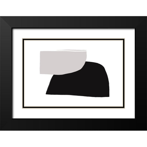 Abstractions No 5 Black Modern Wood Framed Art Print with Double Matting by uplusmestudio