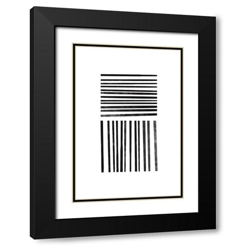 Calming Lines No 1 Black Modern Wood Framed Art Print with Double Matting by uplusmestudio