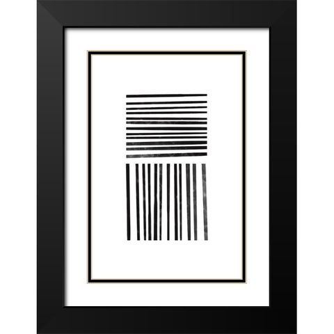 Calming Lines No 1 Black Modern Wood Framed Art Print with Double Matting by uplusmestudio