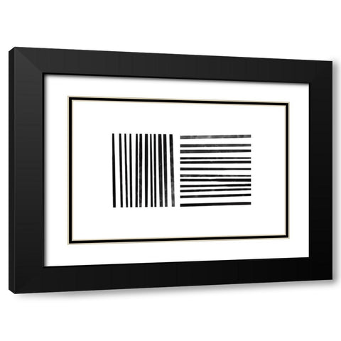 Calming Lines No 1 Black Modern Wood Framed Art Print with Double Matting by uplusmestudio