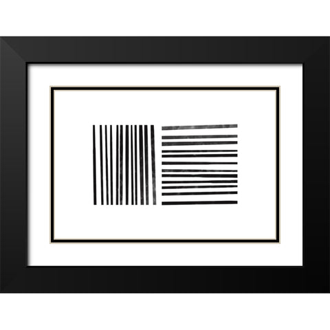 Calming Lines No 1 Black Modern Wood Framed Art Print with Double Matting by uplusmestudio