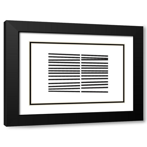 Calming Lines No 2 Black Modern Wood Framed Art Print with Double Matting by uplusmestudio