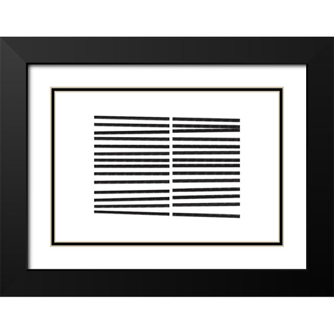 Calming Lines No 2 Black Modern Wood Framed Art Print with Double Matting by uplusmestudio