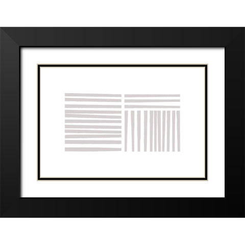 Calming Lines No 4 Black Modern Wood Framed Art Print with Double Matting by uplusmestudio