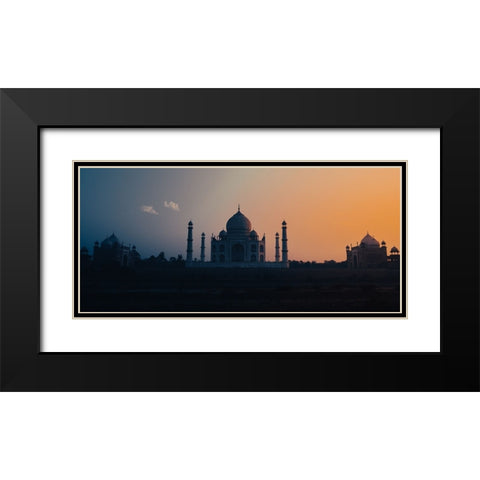 Sunset at Taj Black Modern Wood Framed Art Print with Double Matting by Sharma, Abhinav
