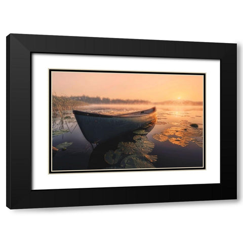 Sunrise in the fog Black Modern Wood Framed Art Print with Double Matting by Budyta, Dariusz