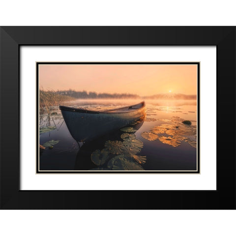 Sunrise in the fog Black Modern Wood Framed Art Print with Double Matting by Budyta, Dariusz