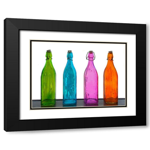 Colored bottles Black Modern Wood Framed Art Print with Double Matting by Riza, Aliza