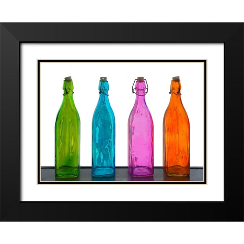 Colored bottles Black Modern Wood Framed Art Print with Double Matting by Riza, Aliza