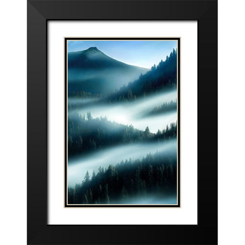 FLY OOVER THE MOUNTAIN Black Modern Wood Framed Art Print with Double Matting by Allicot, Manu