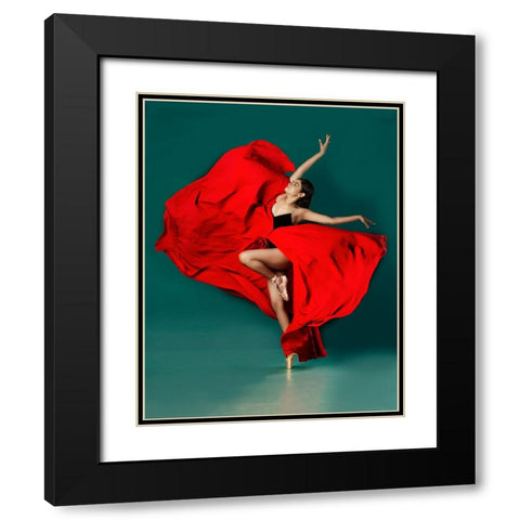 BALLERINA Black Modern Wood Framed Art Print with Double Matting by Chattopadhyay, Debasish