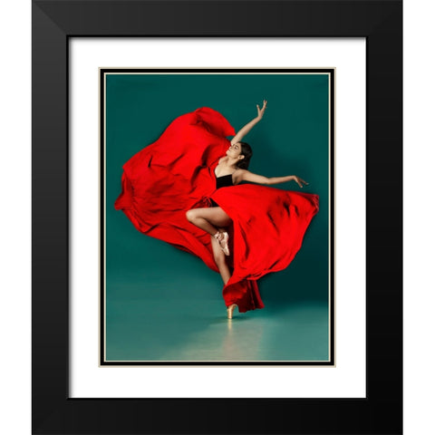 BALLERINA Black Modern Wood Framed Art Print with Double Matting by Chattopadhyay, Debasish