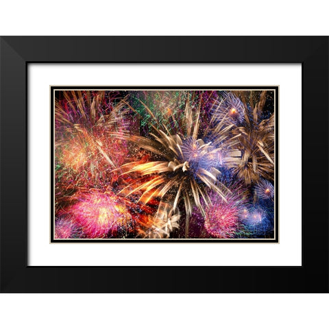 fireworks dance Black Modern Wood Framed Art Print with Double Matting by Taneda, Toshio