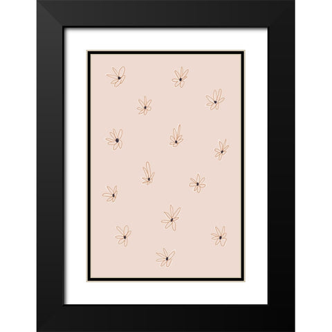 Naive Flowers Black Modern Wood Framed Art Print with Double Matting by uplusmestudio