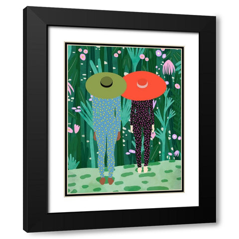 Jungle Pijamas Black Modern Wood Framed Art Print with Double Matting by de Jai, Jota
