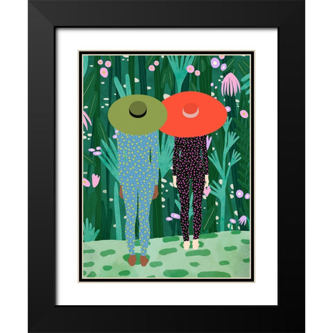 Jungle Pijamas Black Modern Wood Framed Art Print with Double Matting by de Jai, Jota