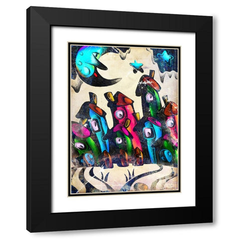 The moon is awake in the city Black Modern Wood Framed Art Print with Double Matting by Kulik, Rafal
