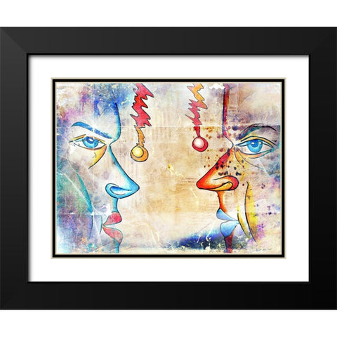 Faces of the duality of soul Black Modern Wood Framed Art Print with Double Matting by Kulik, Rafal