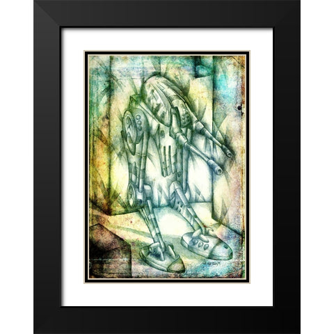 Tup tac machinery art Black Modern Wood Framed Art Print with Double Matting by Kulik, Rafal