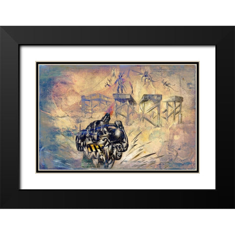 Space soldier against Aliens Black Modern Wood Framed Art Print with Double Matting by Kulik, Rafal