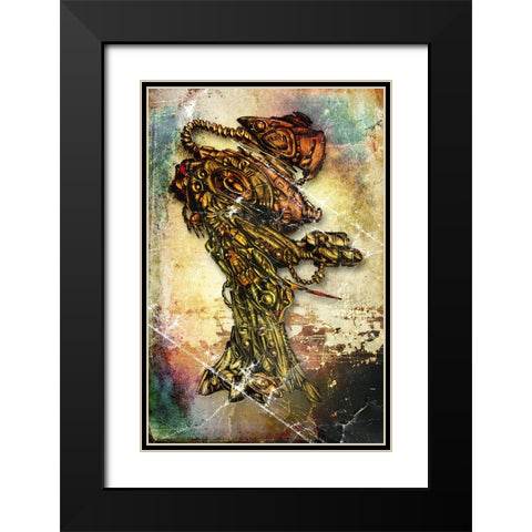 Terra-cybo 3 Black Modern Wood Framed Art Print with Double Matting by Kulik, Rafal