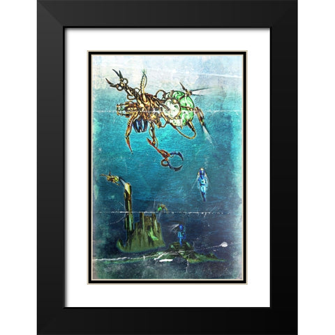 Deep 3 Black Modern Wood Framed Art Print with Double Matting by Kulik, Rafal