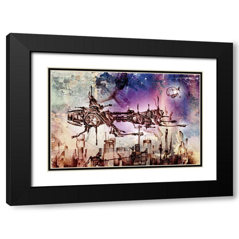 Tropolis city Black Modern Wood Framed Art Print with Double Matting by Kulik, Rafal