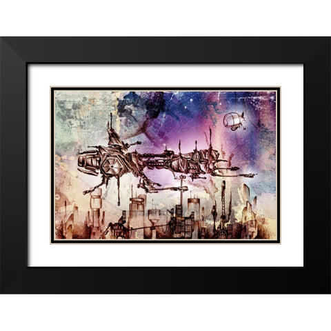 Tropolis city Black Modern Wood Framed Art Print with Double Matting by Kulik, Rafal