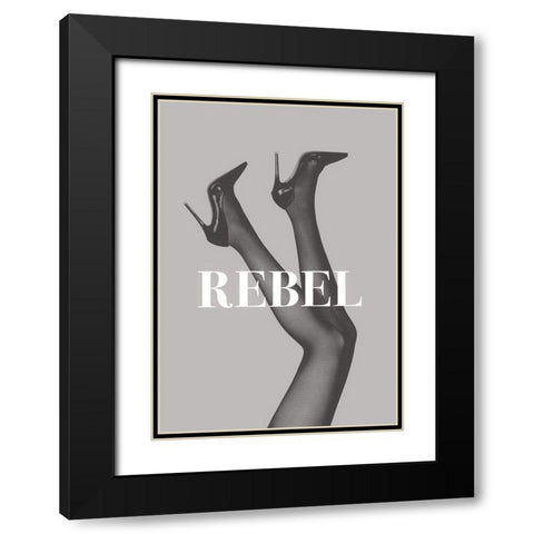 Rebel 2 Black Modern Wood Framed Art Print with Double Matting by Pictufy Studio III