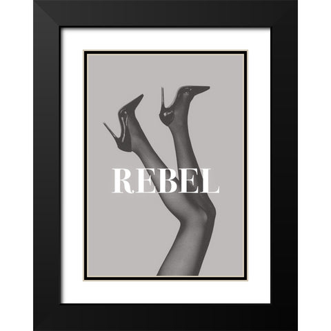 Rebel 2 Black Modern Wood Framed Art Print with Double Matting by Pictufy Studio III