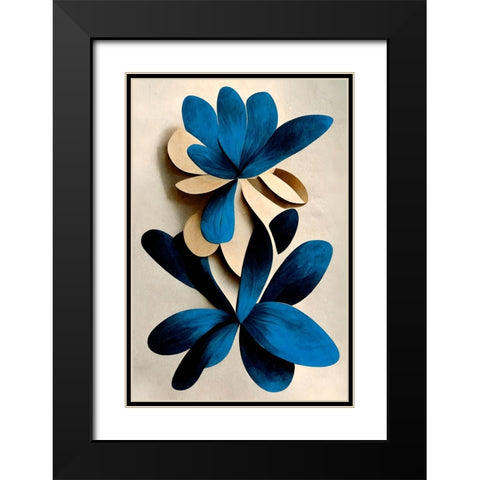 Blue Nymphaea Black Modern Wood Framed Art Print with Double Matting by Treechild