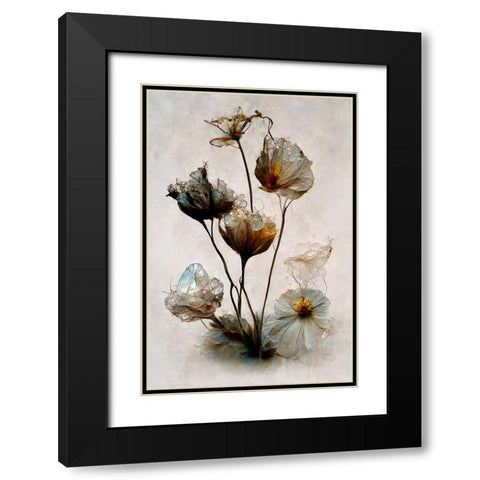 Crystal Flowers Black Modern Wood Framed Art Print with Double Matting by Treechild