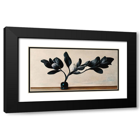 Black Magnolia Black Modern Wood Framed Art Print with Double Matting by Treechild