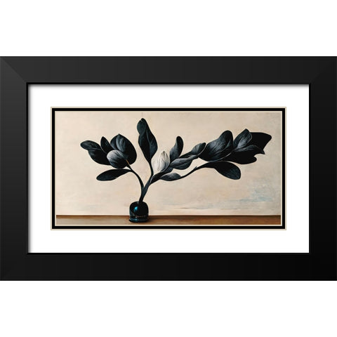 Black Magnolia Black Modern Wood Framed Art Print with Double Matting by Treechild