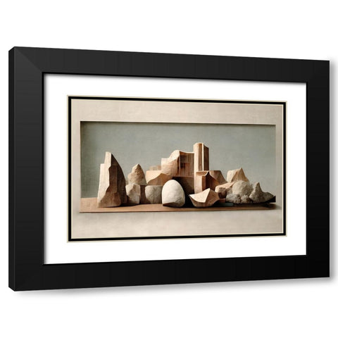 Carved Rocks Black Modern Wood Framed Art Print with Double Matting by Treechild