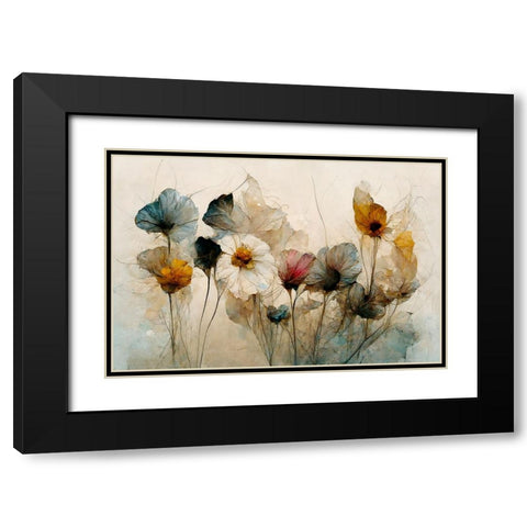 Dry Flower Bouquet Black Modern Wood Framed Art Print with Double Matting by Treechild