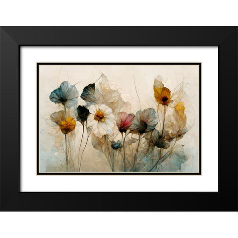 Dry Flower Bouquet Black Modern Wood Framed Art Print with Double Matting by Treechild