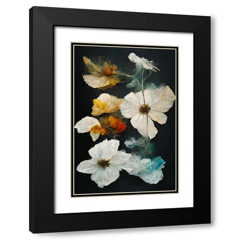 Dry Flowers Black Modern Wood Framed Art Print with Double Matting by Treechild