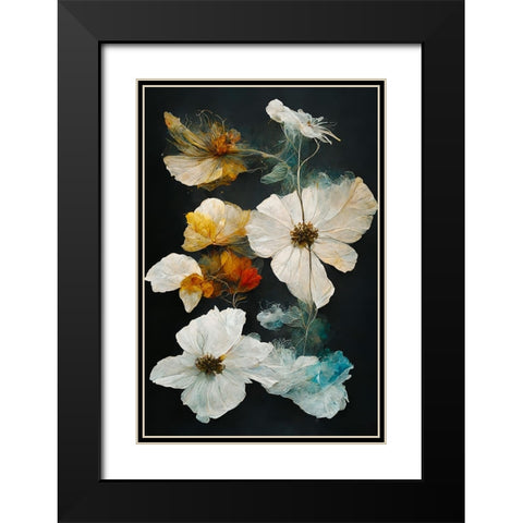 Dry Flowers Black Modern Wood Framed Art Print with Double Matting by Treechild